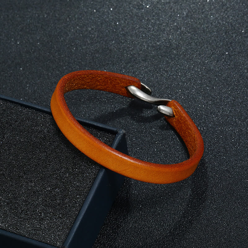 Vintage Leather Plain Strength Buckle Bracelet