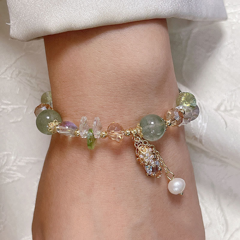 Natural Citrine Green Strawberry Quartz PiXiu Prosperity Bracelet