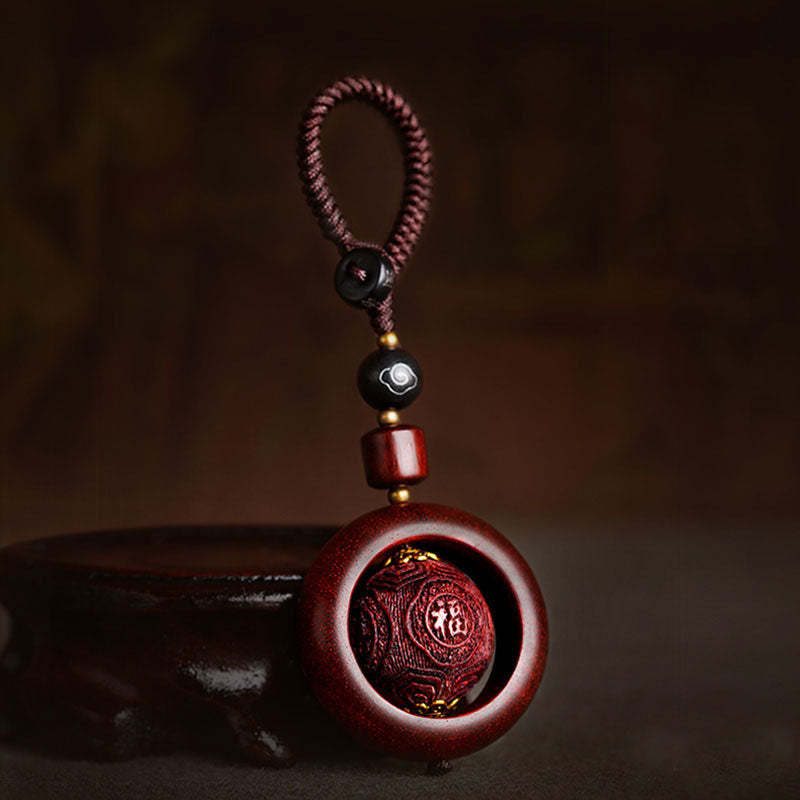 Tibetan Small Leaf Red Sandalwood Ebony Luck Protection Rotation Decoration