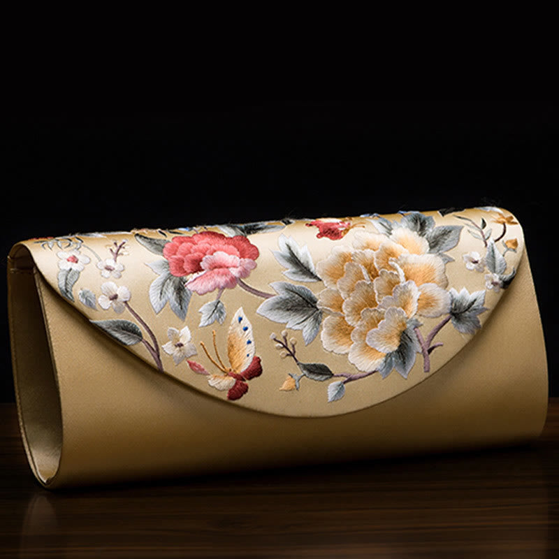 Peony Tulip Su Embroidery Wedding Shopping Purse Handbag Crossbody Bag