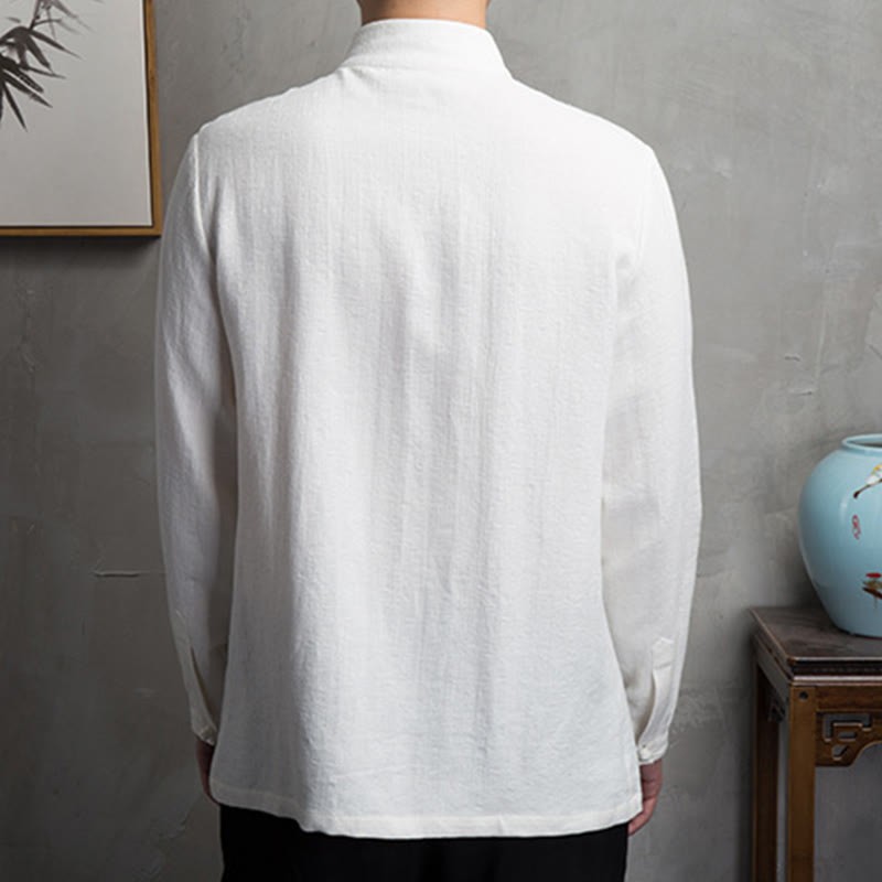 Solid Color Chinese Tang Suit Cotton Linen Jacket Men Clothing