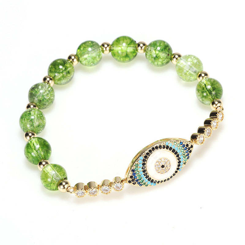 Natural Peridot Evil Eye Abundance Bracelet