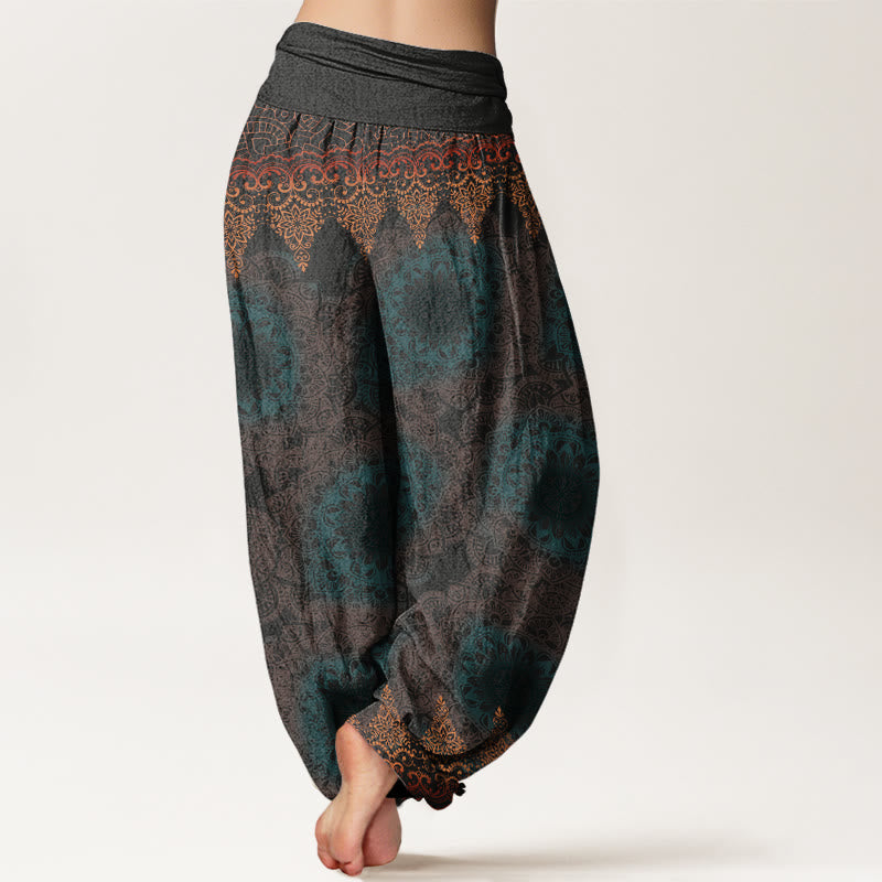 Triangular Mandala Patterns Women's Elastic Waist Harem Pants