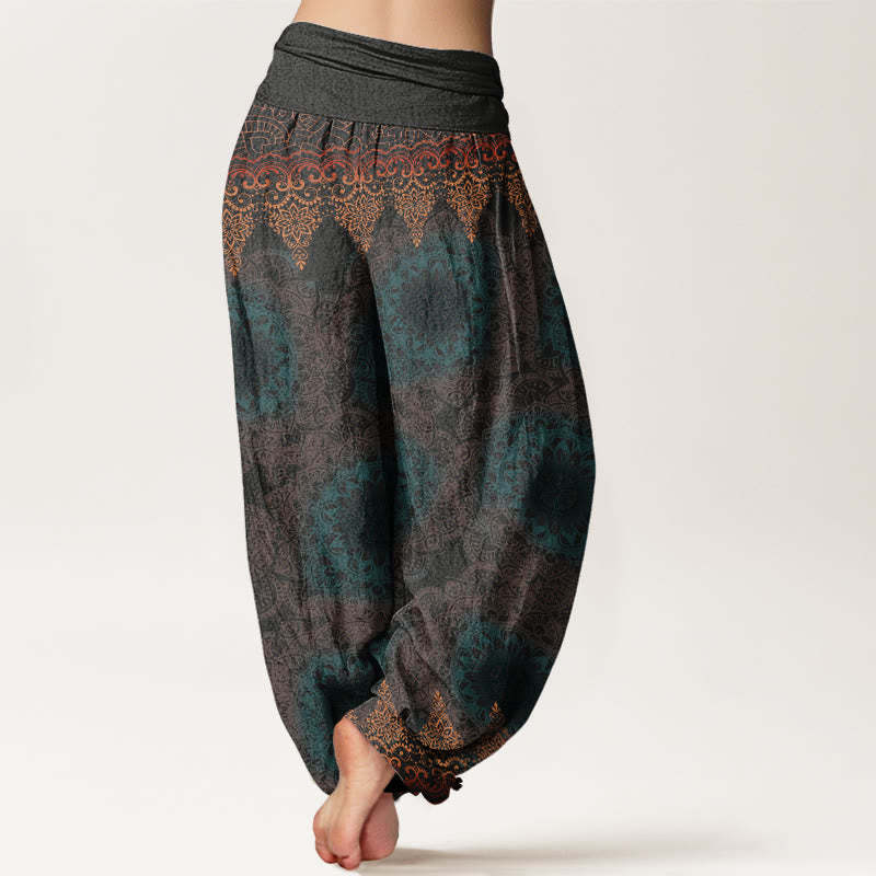 Triangular Mandala Patterns Women's Elastic Waist Harem Pants