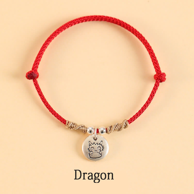 Handmade 999 Sterling Silver Year of the Dragon Cute Chinese Zodiac Luck Braided Bracelet (Extra 30% Off | USE CODE: FS30)