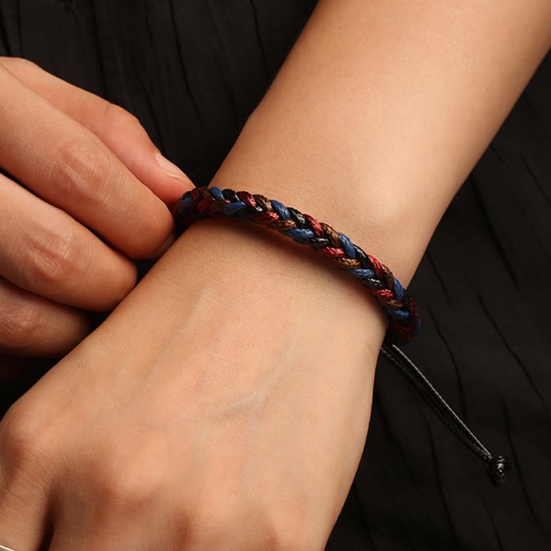 Handmade Eight Thread Peace Knot Wax Cord Rope Braided Bracelet