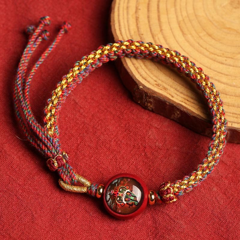 Colorful Rope Cinnabar Thangka Blessing Braided Bracelet