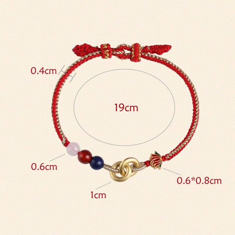 925 Sterling Silver Double Peace Buckle Lotus Auspicious Bracelet