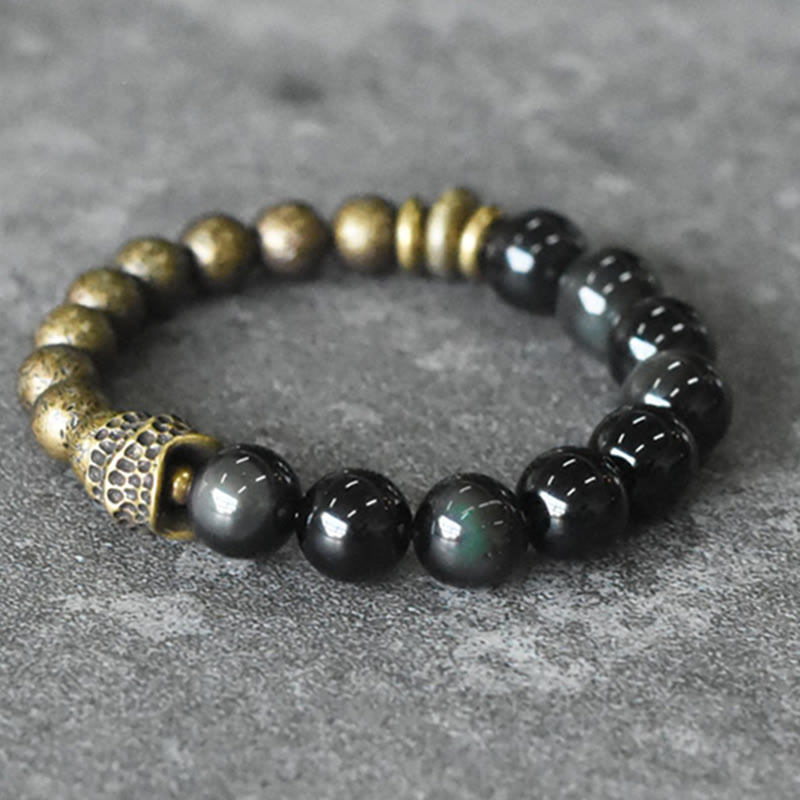 Rainbow Obsidian Copper Bead Positive Transformation Bracelet