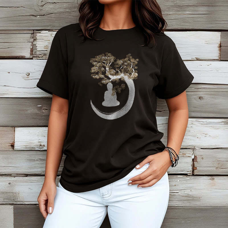 mystic zen Sitting Under The Tree Cotton Tee T-shirt