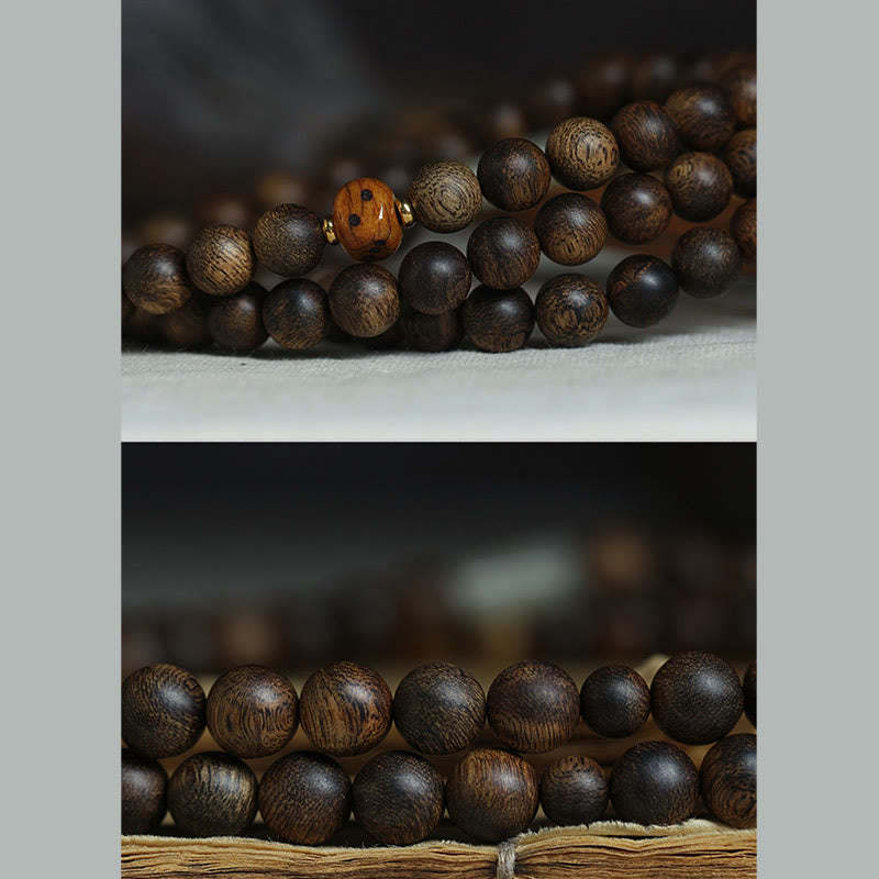 108 Mala Beads Brunei Agarwood Hetian Jade Yak Bone Strength Balance Bracelet