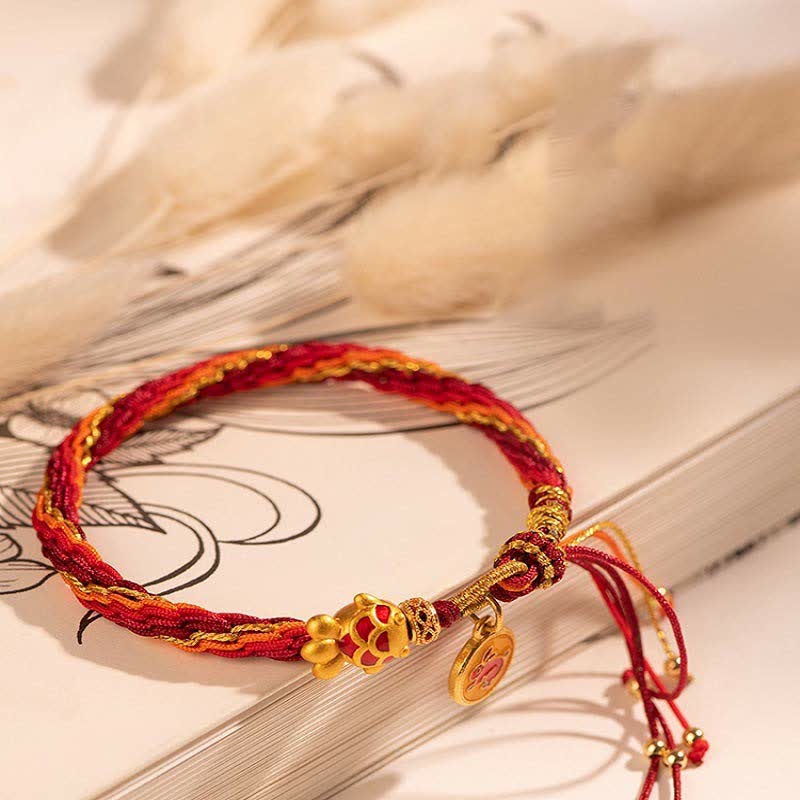 Chinese Zodiac Handmade Koi Fish String Protection Reincarnation Knot Braid Bracelet