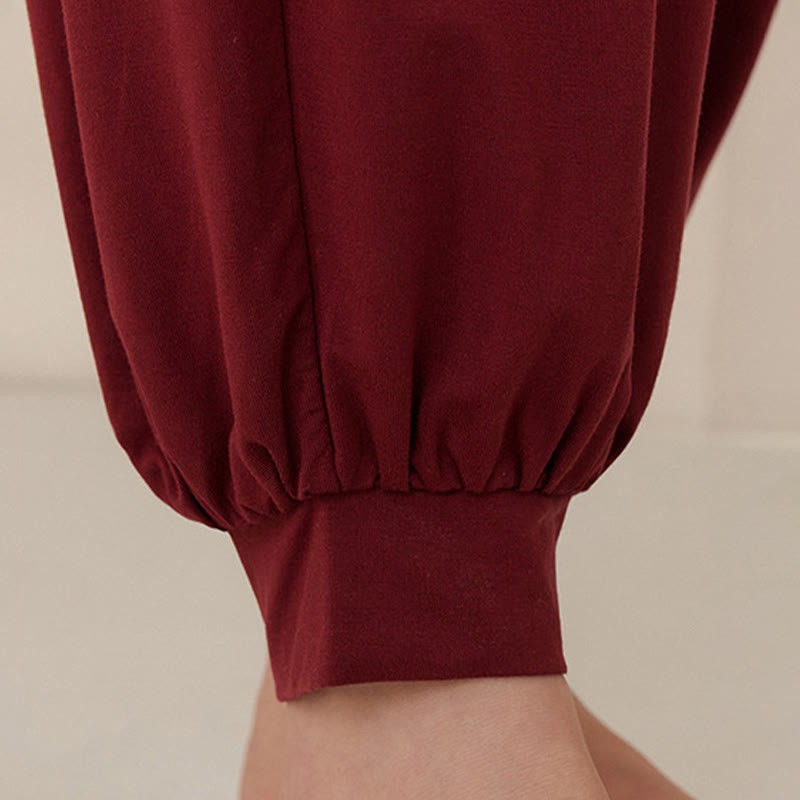 Casual Plain High Waist Tummy Control Women's Leica Harem Pants With Pockets