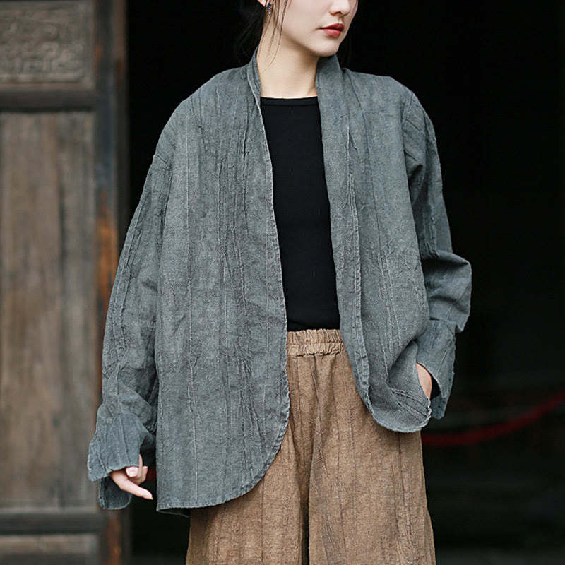 Solid Color Tie Dye Long Sleeve Zen Meditation Open Front Jacket