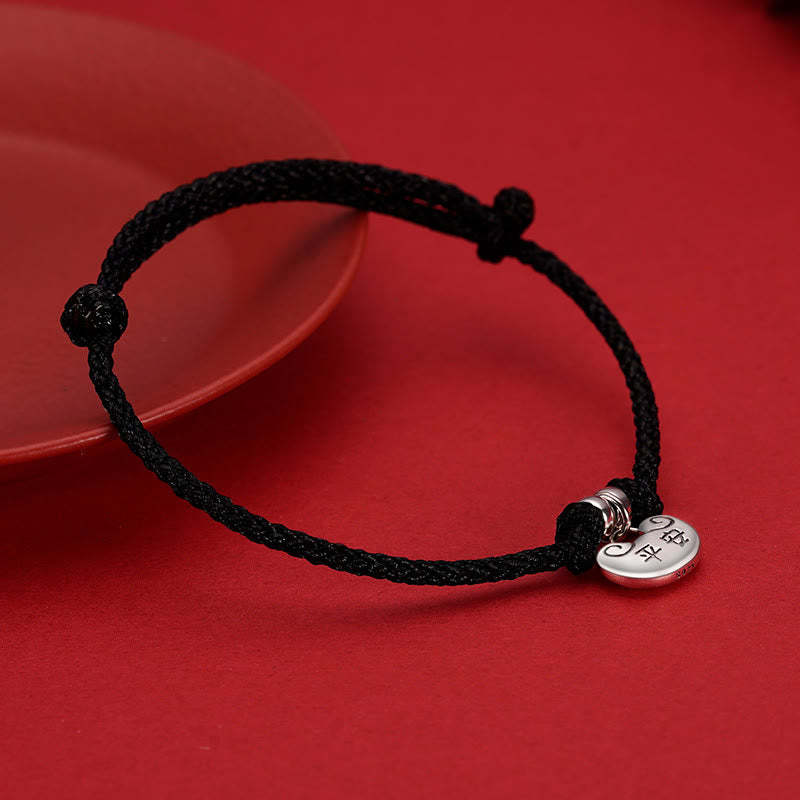 Handmade 925 Sterling Silver Peace And Joy Safe Well Wish Lock Strength Braided Rope Bracelet