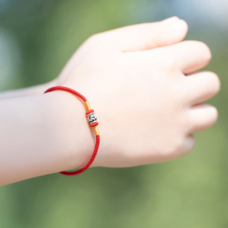 Red String Black String Six True Words 925 Sterling Silver Peace Bracelet