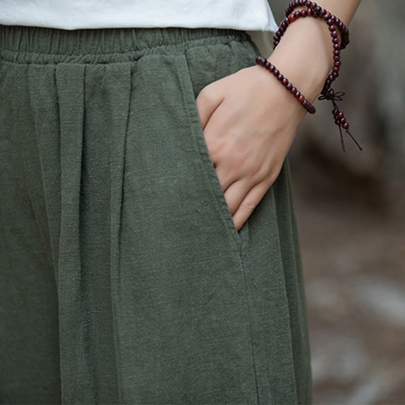 Retro Wide Leg Pants Casual Women's Yoga Pants With Pockets
