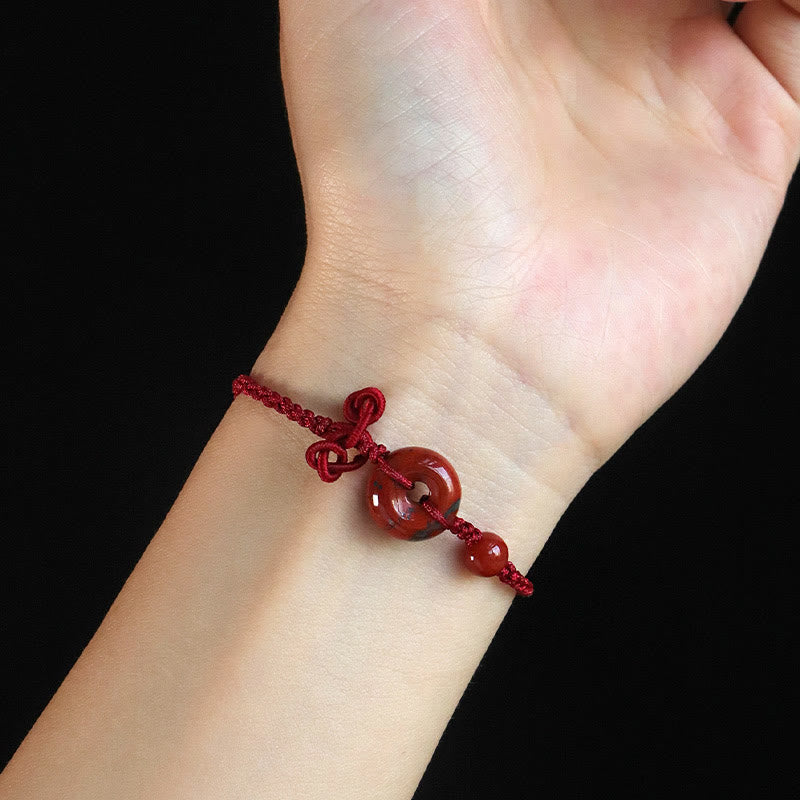 Red Jasper Rose Quartz Various Natural Rocks Peace Buckle Knot Positive Luck Bracelet