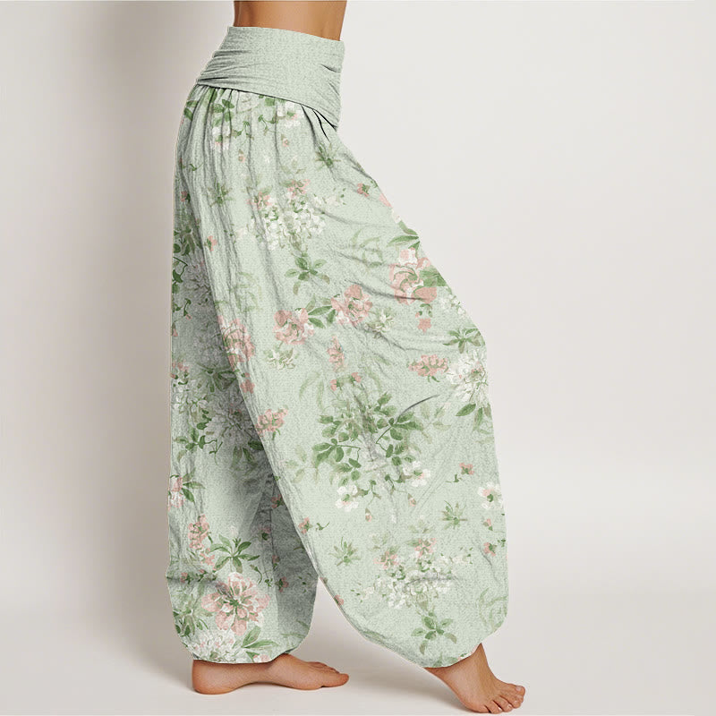 Retro Flowers Women's Elastic Waist Harem Pants