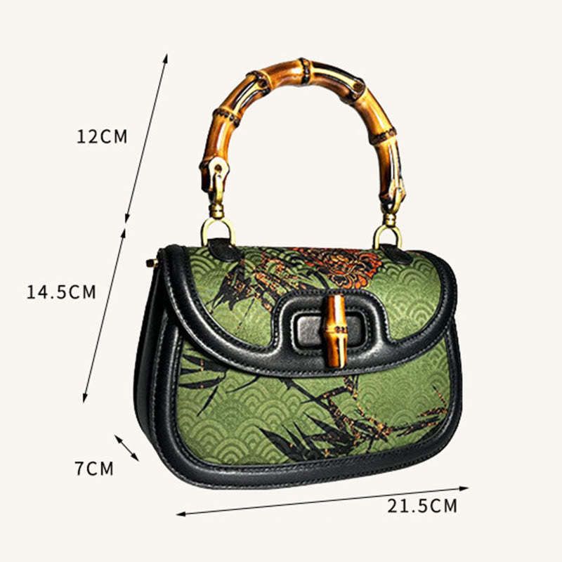 Curve Flower Bamboo Handle Xiangyunsha Silk Crossbody Bag Hangbags