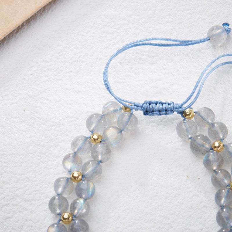 Natural Moonstone Butterfly Bamboo Healing String Bracelet