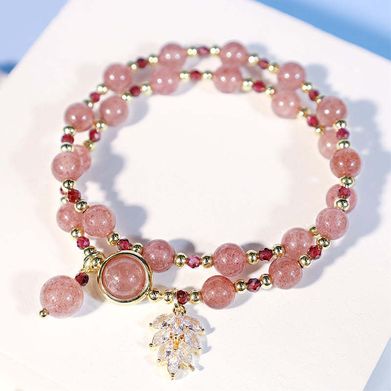 Healing of Love Strawberry Quartz Double Wrap Bracelet