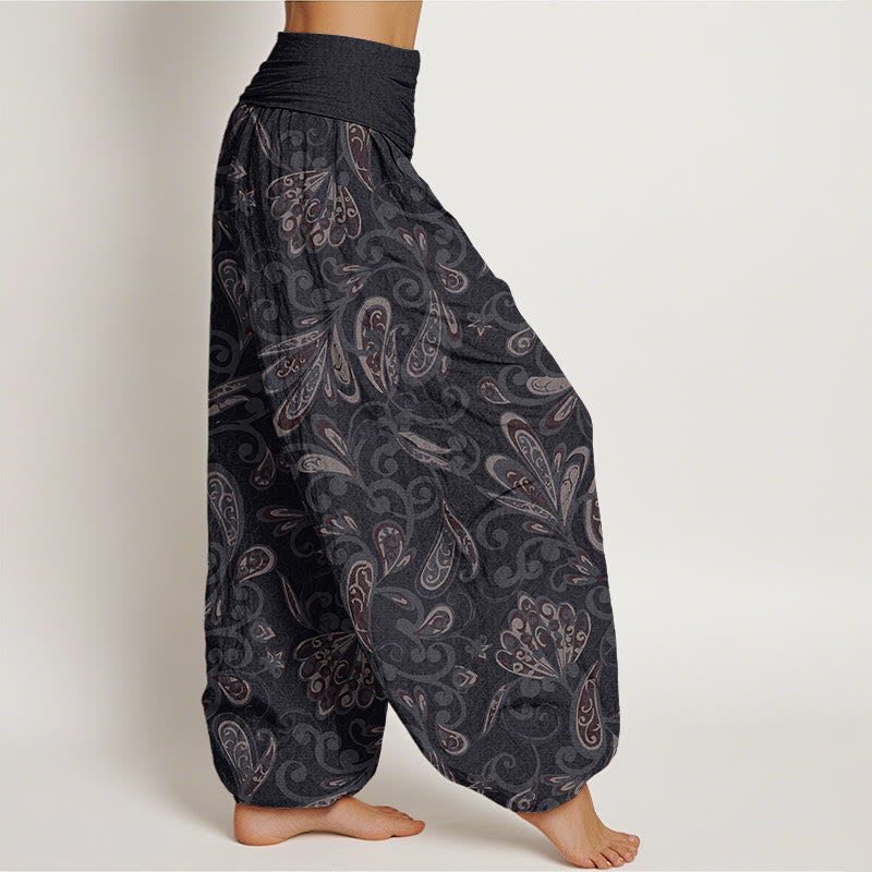 Casual Flower Petals Design Women's Elastic Waist Harem Pants