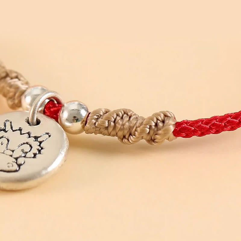 Handmade 999 Sterling Silver Year of the Dragon Cute Chinese Zodiac Luck Braided Bracelet (Extra 30% Off | USE CODE: FS30)