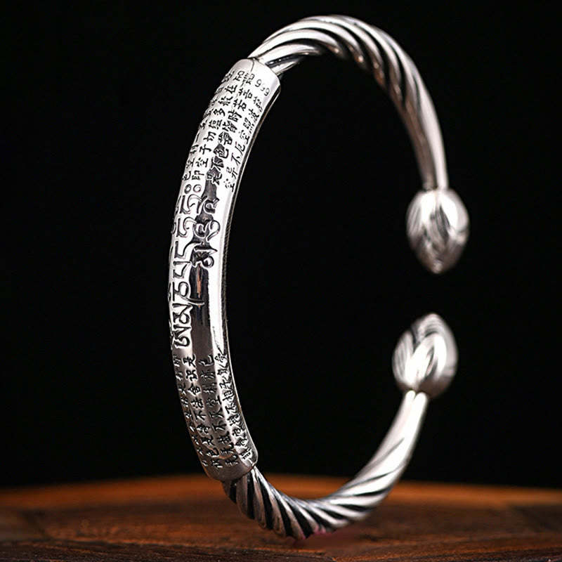 Tibetan Om Mani Padme Hum Heart Sutra Purity Cuff Bracelet