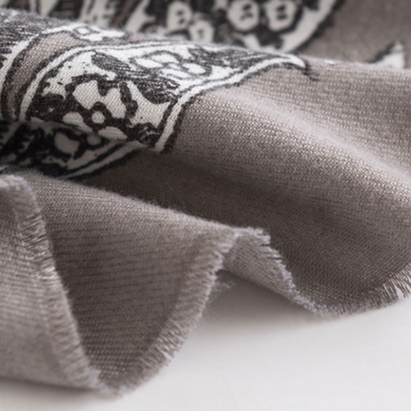 Tibetan Ethnic Flower Print Shawl Fall Winter Soft Warm Scarf Wrap