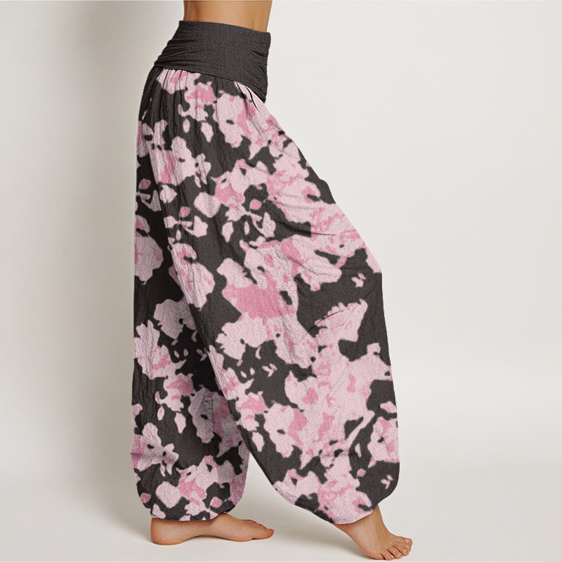 Casual Abstract Camouflage Pattern Women's Elastic Waist Harem Pants