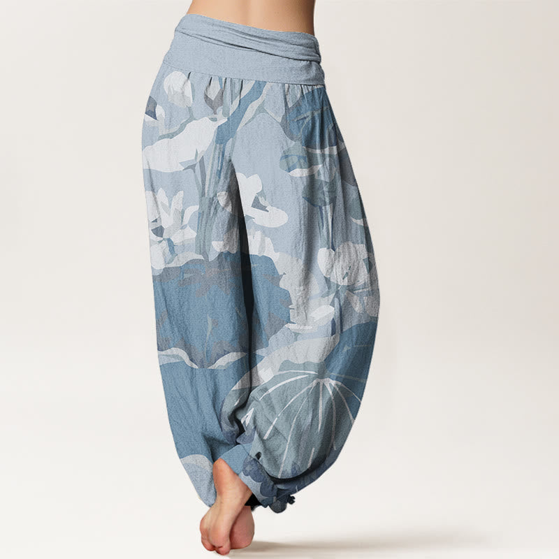 Lotus Leaves Design Women's Elastic Waist Harem Pants