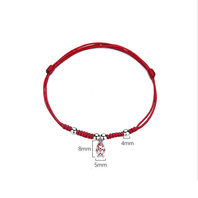 925 Sterling Silver Luck Koi Fish Wealth Handcrafted Braided Red Bracelet