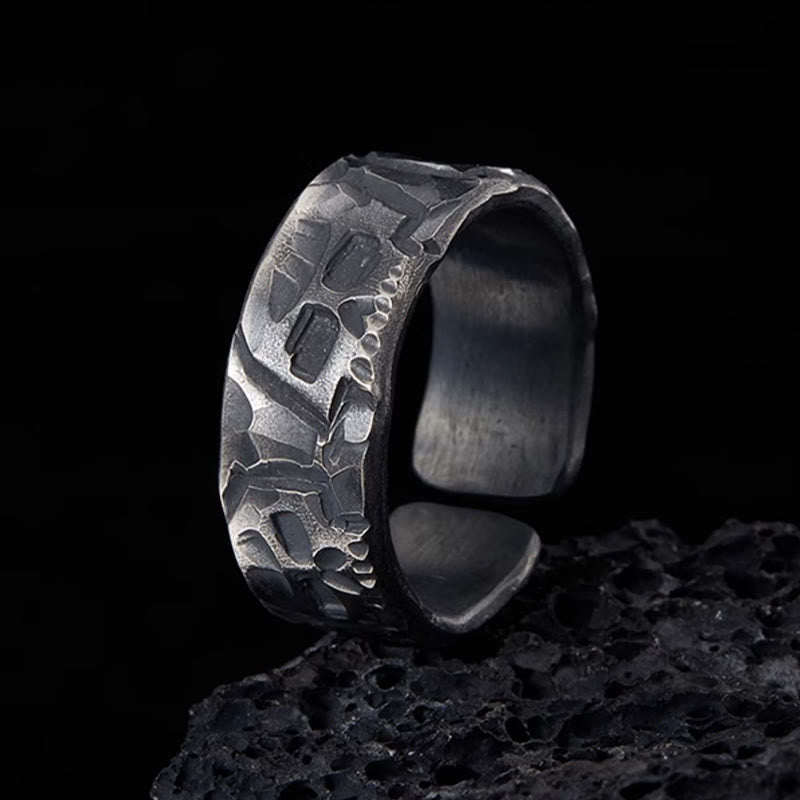 999 Sterling Silver Skeleton Pattern Handmade Blessing Ring