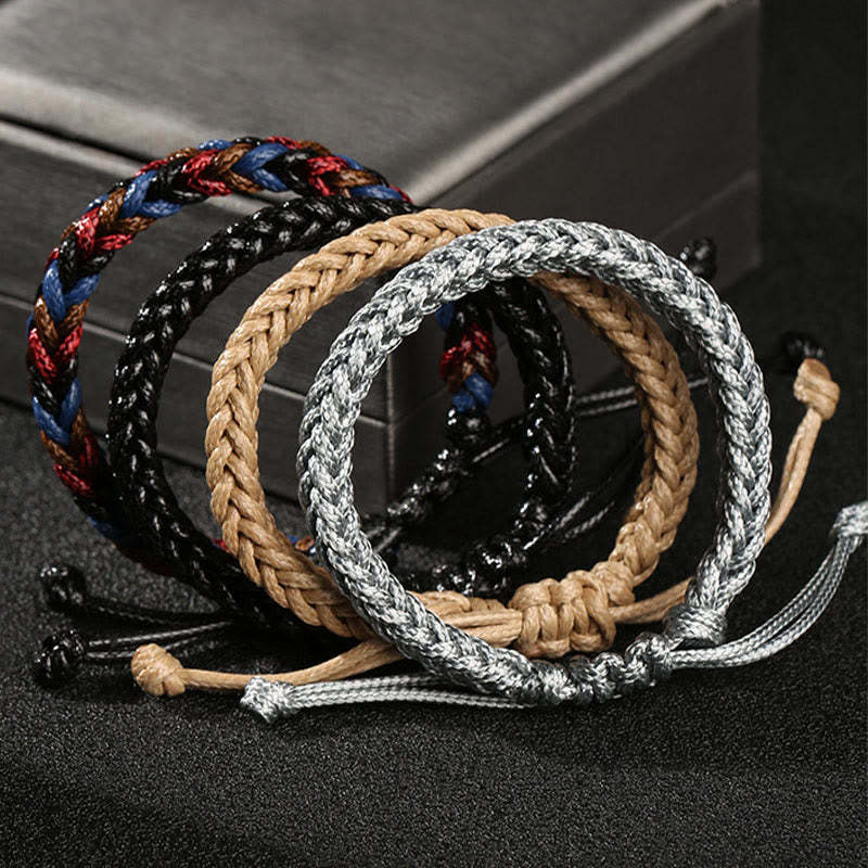Handmade Eight Thread Peace Knot Wax Cord Rope Braided Bracelet