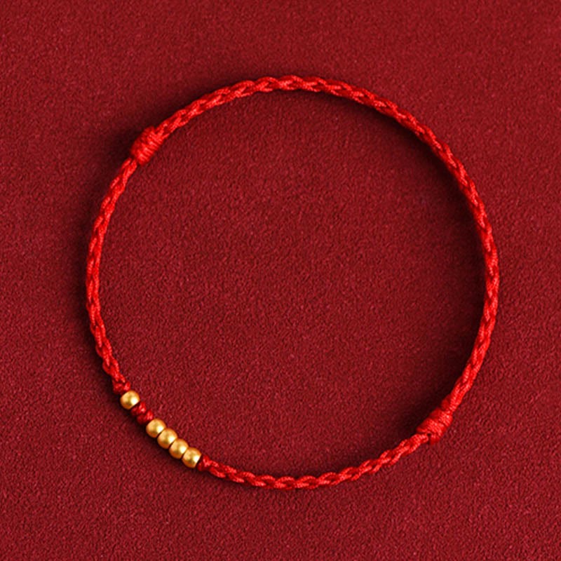 999 Gold Beads Luck Braided Protection Couple Bracelet