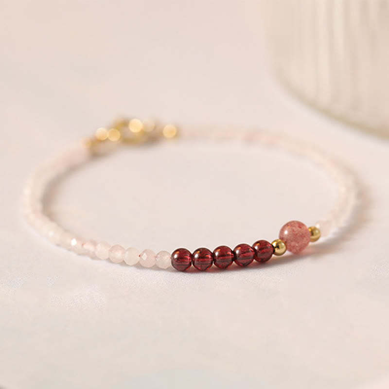 2mm Rose Quartz Garnet Strawberry Quartz Ultra-Thin Beads Healing Energy Bracelet