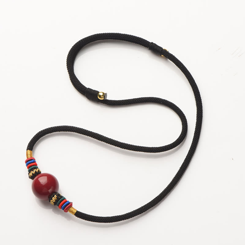 Cinnabar Lucky Bead Keep Away Evil Spirits Necklace Pendant