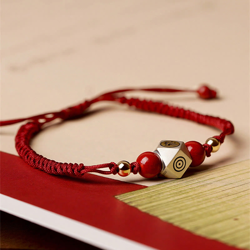 Handmade 925 Sterling Silver Chinese Zodiac Natal mystic zen Cinnabar Calm Braided Bracelet