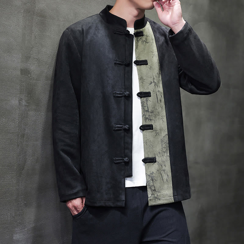 Men's Frog-button Tang Suit Bamboo Corduroy Cotton Jacket Shirt