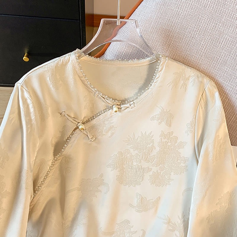Retro Embroidery Design Long Sleeve Women's Shirt