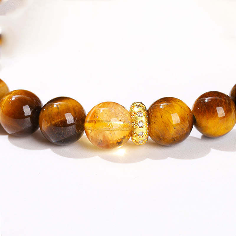 Natural Tiger Eye Citrine Beads Strength Bracelet