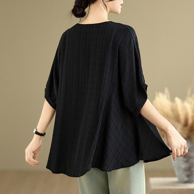 Casual Solid Color Half Sleeve Half Button Women's T-Shirt