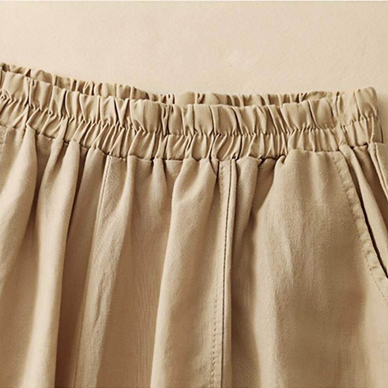 Casual Embroidery Patchwork Fabric 7-8 Length Cropped Pants Women's Cotton Harem Pants With Pockets