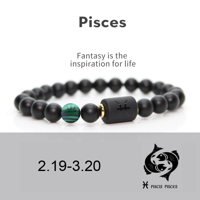 12  Constellations of the Zodiac Black Onyx Adjustable Bracelet