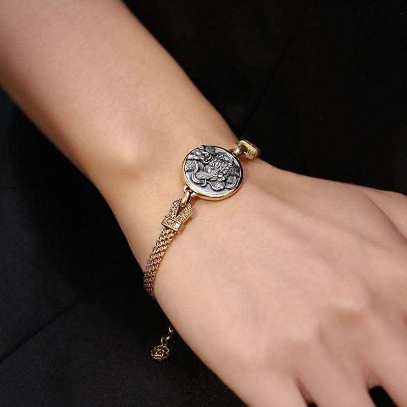 Tibetan 925 Sterling Silver Zakiram Goddess of Wealth Blessing Protection Bracelet