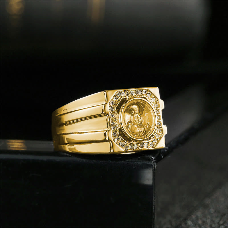 Gold Plated Copper Brass Windmill Healing Ring