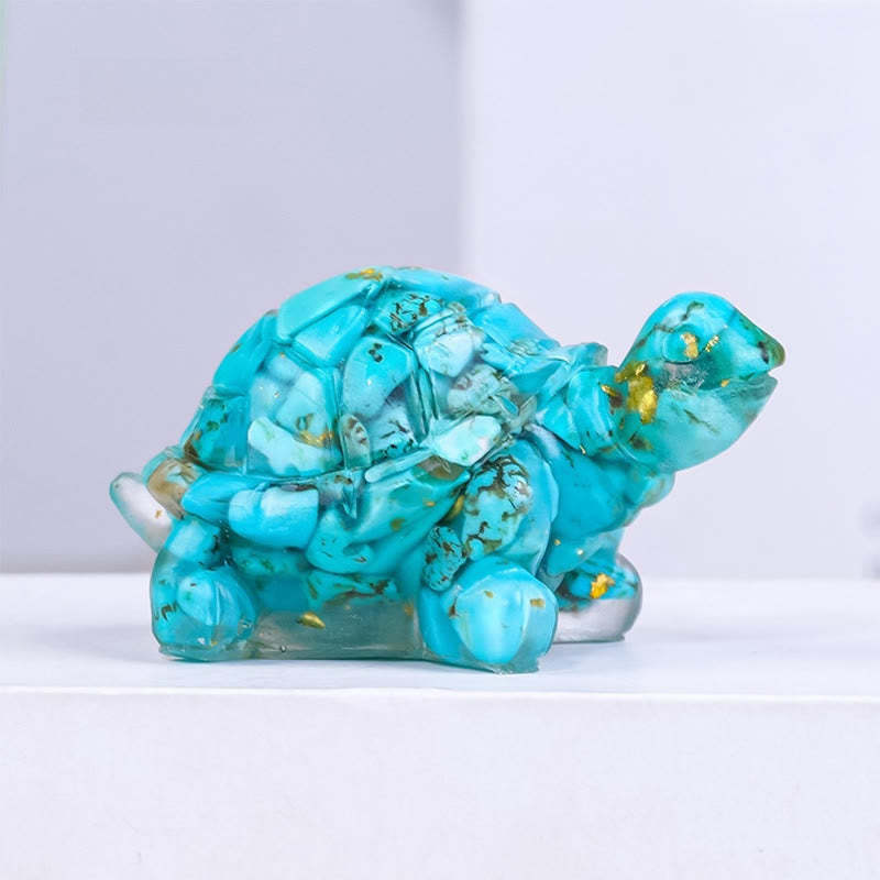 Natural Crystal Gravel Drip Resin Small Turtle Decoration Statue