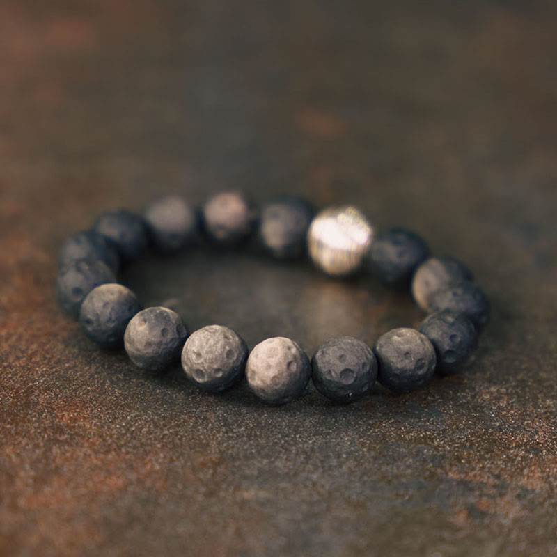 Natural Silver Sheen Obsidian Lunar Meteorite Protection Bracelet