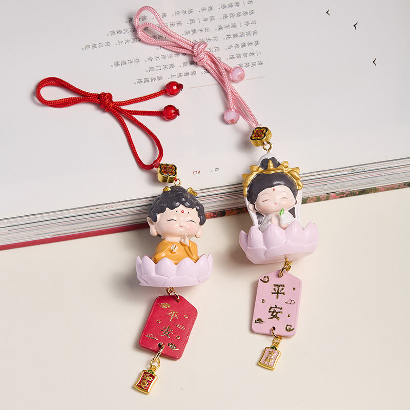 Lotus Avalokitesvara mystic zen Fu Character Wealth Car Hanging Decoration